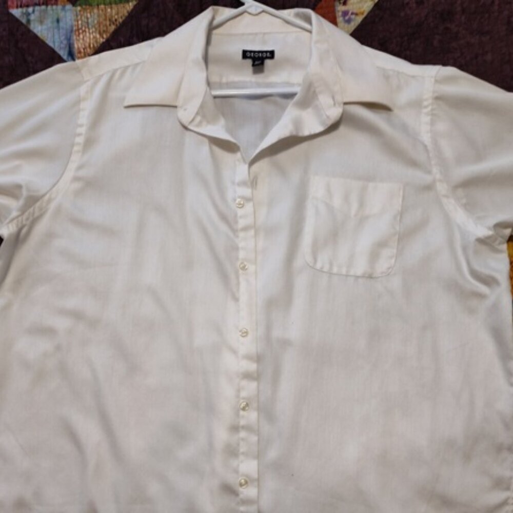 Men's White Dress Shirt, George, XL,17 1/2